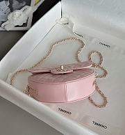 Colestore Chanel Gold Mini CC in Love Heart Crossbody Pink 12x13x5.5cm - 3