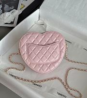 Colestore Chanel Gold Mini CC in Love Heart Crossbody Pink 12x13x5.5cm - 2