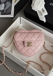 Colestore Chanel Gold Mini CC in Love Heart Crossbody Pink 18x19x5cm - 1