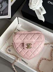 Colestore Chanel Gold Mini CC in Love Heart Crossbody Pink 18x19x5cm - 5