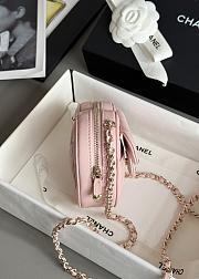 Colestore Chanel Gold Mini CC in Love Heart Crossbody Pink 18x19x5cm - 3