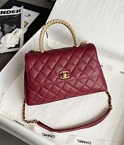 Colestore Chanel Coco Handle Shoulder Bag Burgundy 14X24x10cm - 1