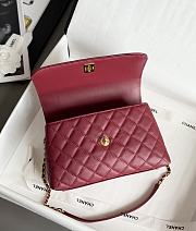 Colestore Chanel Coco Handle Shoulder Bag Burgundy 14X24x10cm - 6