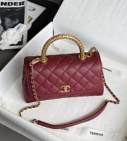 Colestore Chanel Coco Handle Shoulder Bag Burgundy 14X24x10cm - 5