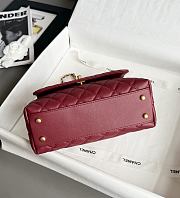 Colestore Chanel Coco Handle Shoulder Bag Burgundy 14X24x10cm - 4