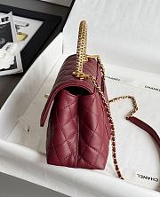 Colestore Chanel Coco Handle Shoulder Bag Burgundy 14X24x10cm - 3