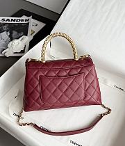 Colestore Chanel Coco Handle Shoulder Bag Burgundy 14X24x10cm - 2