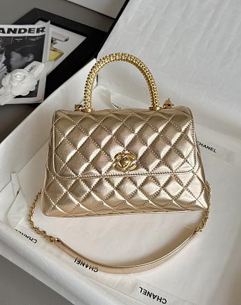 Colestore Chanel Coco Handle Shoulder Bag Gold 14X24x10cm