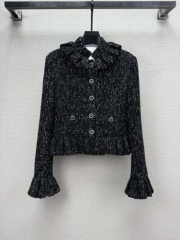 Colestore Chanel Ruffled Tweed Jacket Black 