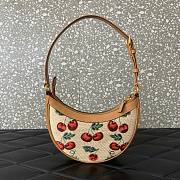Colestore Valentino Vlogo Signature Mini Hobo Bag In Jacquard Raffia With Cherryfic Pattern 20x12x4cm - 3