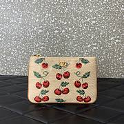Colestore Valentino Vlogo Signature Pouch In Jacquard Raffia With Cherryfic Pattern 24x16x1cm - 1