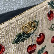 Colestore Valentino Vlogo Signature Pouch In Jacquard Raffia With Cherryfic Pattern 24x16x1cm - 5