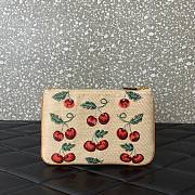 Colestore Valentino Vlogo Signature Pouch In Jacquard Raffia With Cherryfic Pattern 24x16x1cm - 6