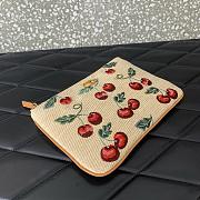 Colestore Valentino Vlogo Signature Pouch In Jacquard Raffia With Cherryfic Pattern 24x16x1cm - 4