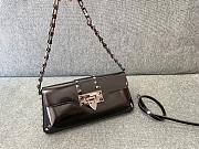 Colestore Valentino Garavani Rockstud Patent Leather Shoulder Bag Black 26x13x7cm - 1