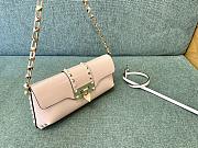 Colestore Valentino Garavani Rockstud Patent Leather Shoulder Bag Beige Pink 26x13x7cm - 4