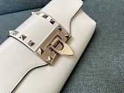 Colestore Valentino Garavani Rockstud Patent Leather Shoulder Bag White 26x13x7cm - 5