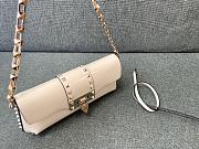 Colestore Valentino Garavani Rockstud Patent Leather Shoulder Bag White 26x13x7cm - 4
