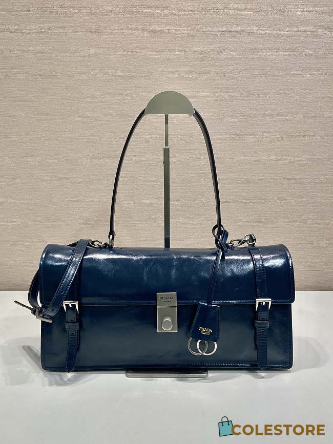 Colestore Prada Large Leather Handbag Navy Blue 38x17.5x11cm - 1