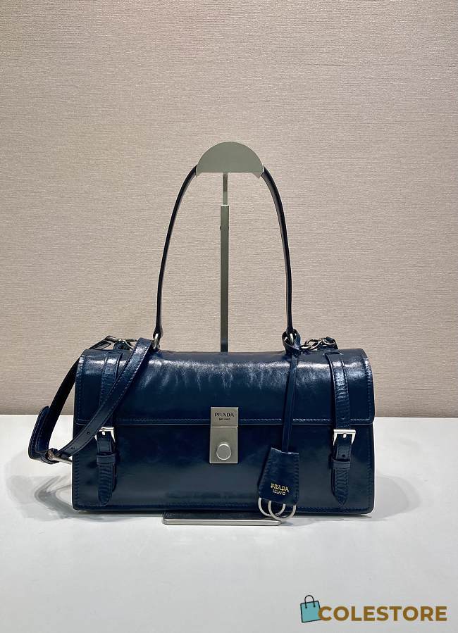 Colestore Prada Medium Leather Handbag Navy Blue 32x16.5x10cm - 1
