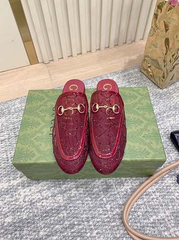 Colestore Gucci Horsebit Crystal Mule Loafers Red