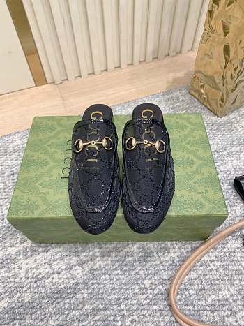 Colestore Gucci Horsebit Crystal Mule Loafers Black