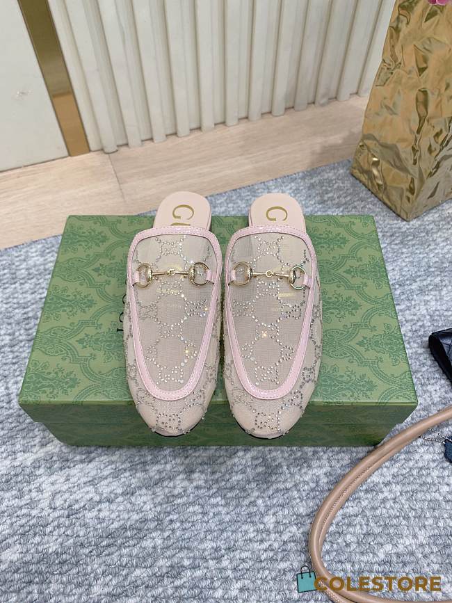 Colestore Gucci Horsebit Crystal Mule Loafers Beige - 1