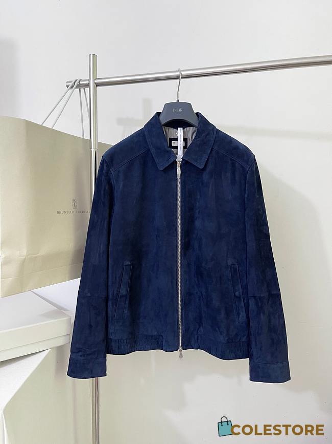 Colestore Brunello Cucinelli Suede Business Jacket Navy Blue - 1