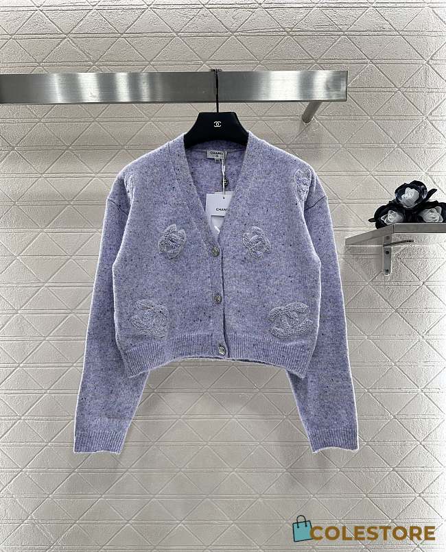 Colestore Chanel Double-C Logo Knitted Cardigan Lilac - 1