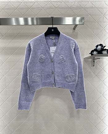 Colestore Chanel Double-C Logo Knitted Cardigan Lilac