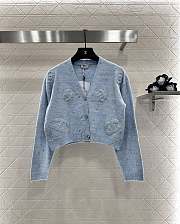 Colestore Chanel Double-C Logo Knitted Cardigan Light Blue - 1