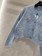 Colestore Chanel Double-C Logo Knitted Cardigan Light Blue - 5