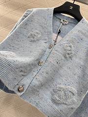 Colestore Chanel Double-C Logo Knitted Cardigan Light Blue - 4