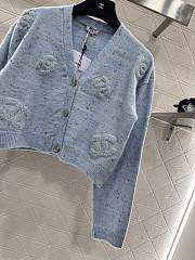 Colestore Chanel Double-C Logo Knitted Cardigan Light Blue - 2