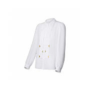 Colestore Louis Vuitton Pleated Tie-Collar Straight-Shoulder Shirt White - 3