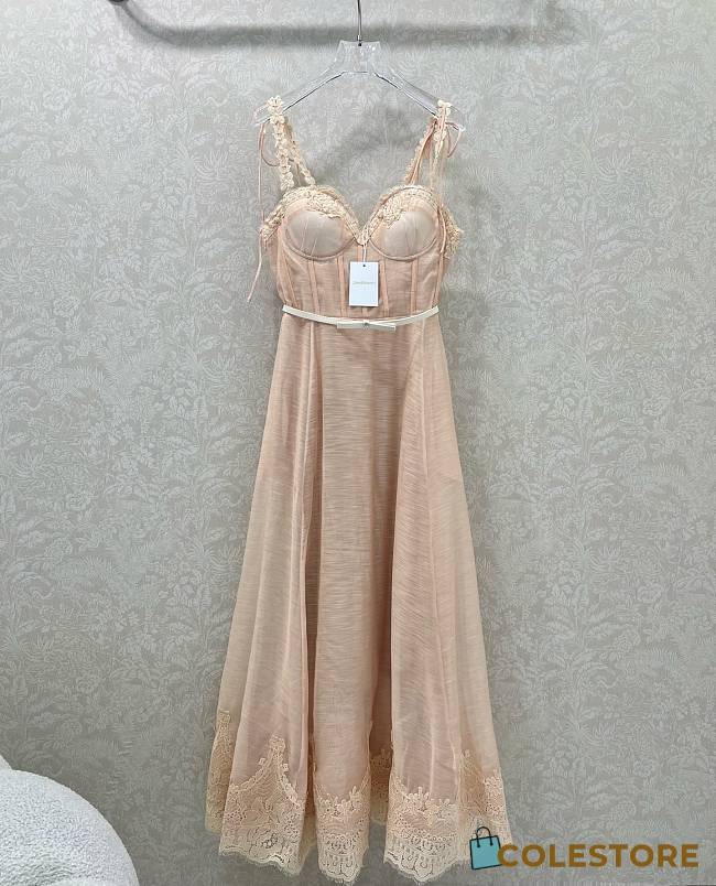 Colestore Zimmermann Solid Color Lace Slip Dress Beige - 1