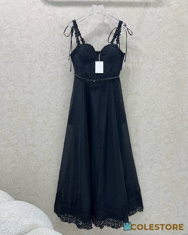 Colestore Zimmermann Solid Color Lace Slip Dress Black - 1