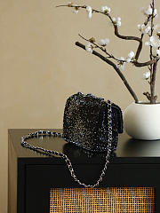 Colestore Chanel Crystal Classic Flap Bag Metal Silver & Black 20x10x7cm - 4