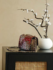 Colestore Chanel Crystal Classic Flap Bag Metal Gold & Black & Red 20x10x7cm - 6