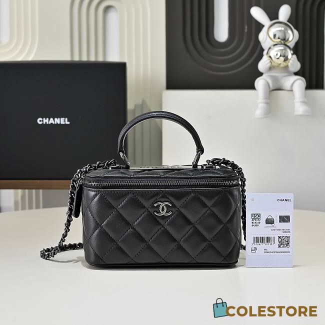 Colestore Chanel Vanity Rectangular Top Handle So Black Lambskin 17cm - 1