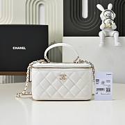 Colestore Chanel Vanity Rectangular Top Handle White Lambskin 17cm - 1
