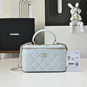 Colestore Chanel Vanity Rectangular Top Handle Light Blue Lambskin 17cm - 1