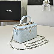Colestore Chanel Vanity Rectangular Top Handle Light Blue Lambskin 17cm - 5
