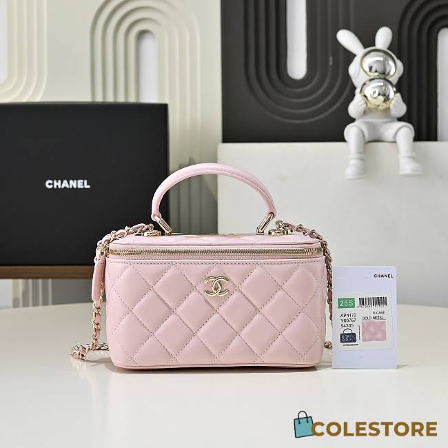 Colestore Chanel Vanity Rectangular Top Handle Light Pink Lambskin 17cm - 1