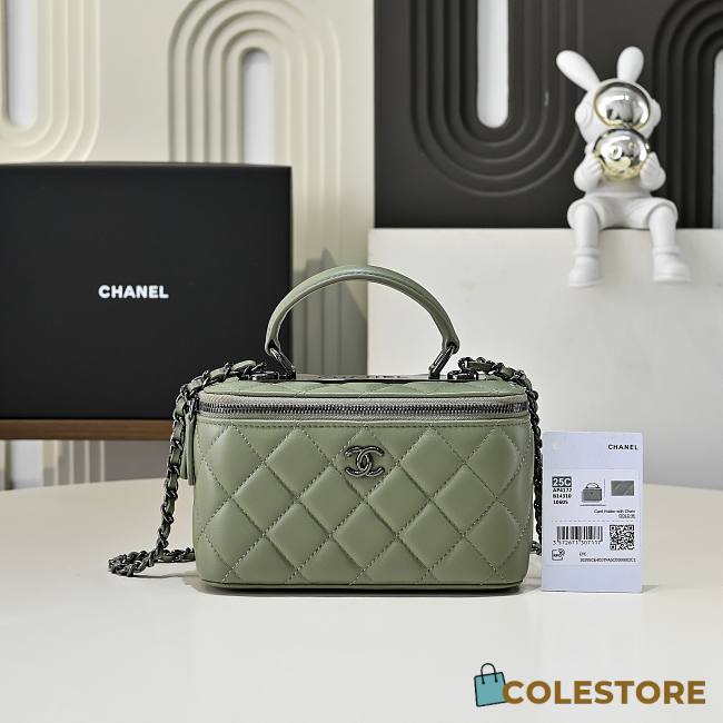 Colestore Chanel Vanity Rectangular Top Handle So Green Lambskin 17cm - 1