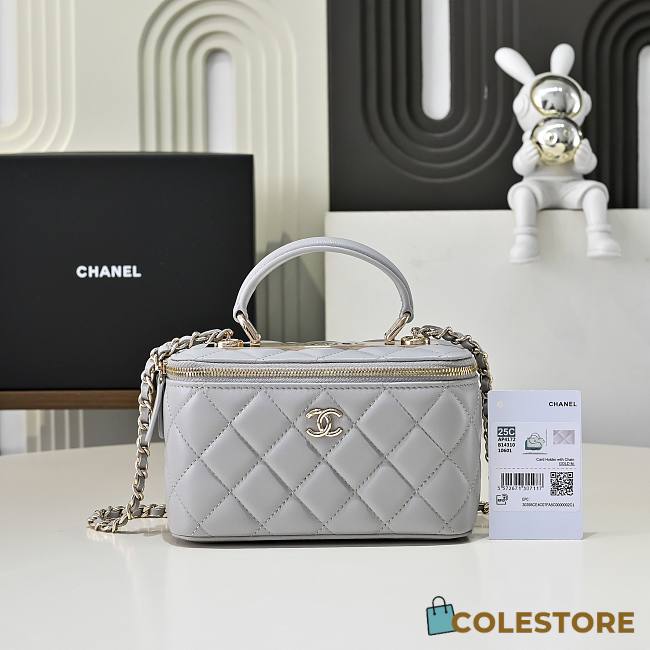 Colestore Chanel Vanity Rectangular Top Handle Grey Lambskin 17cm - 1