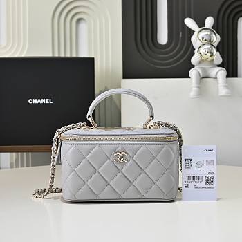 Colestore Chanel Vanity Rectangular Top Handle Grey Lambskin 17cm