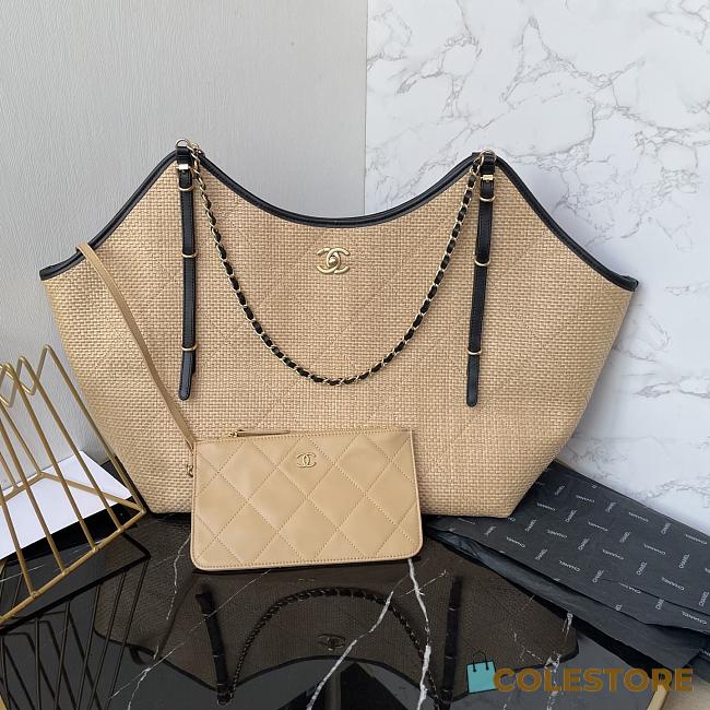 Colestore Chanel Maxi Shopping Bag Calfskin & Gold-Tone Metal Beige 36×59×13cm - 1