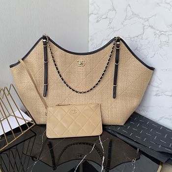 Colestore Chanel Maxi Shopping Bag Calfskin & Gold-Tone Metal Beige 36×59×13cm
