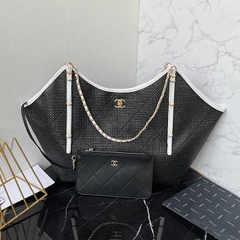 Colestore Chanel Maxi Shopping Bag Calfskin & Gold-Tone Metal Back & White 36×59×13cm